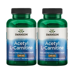 Swanson Acetyl-L-Carnitine - Amino Acid Supplement Promoting Cognitive Health & Muscle Support - Natural Formula May Promote Nervous System Health - (100 Veggie Capsules) (2 Pack)
