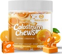 Colostrum Chews Supplement with probiotics for Gut Health, Bloating, Immune Support, Skin, Hair Growth and Beauty - Orange Flavor (60 Servings)
