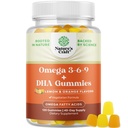 Omega 3 Gummies for Adults - Vegetarian Omega 3 6 9 DHA Gummies for Brain Bone and Heart Health and Joint Support - Burpless Fish Free Plant Based Supplement Men Women - 120 Count