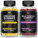 EFFECTIVE NUTRA Creatine Monohydrate Gummies 90ct & Sugar Free Milk Thistle Gummies 90ct