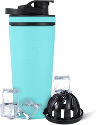 Ice Shaker Insulated Stainless Steel Shaker Bottle | 26oz, Mint | Cold for 30+ Hours | Insulated Cup with Twist-on Agitator | Odor-Free Bottle for Protein Shakes, Water, Smoothies, Cocktails