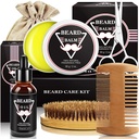 ABUDICS Gifts for Men, Beard Kit, Beard Grooming Kit w/Beard Oil Beard Balm Beard Brush Beard Comb Beard Scissors, Gifts for Dad Husband Him Boyfriend