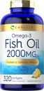 Carlyle Fish Oil Omega 3 Supplements | 2000mg | 320 Softgels | EPA & DHA | 600mg Total Omega-3 | Non-GMO, Gluten Free Pills