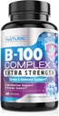 Vitamin B Complex - All B Vitamins B1, B2, B3, B5, B6, B7, B9, B12, Folic Acid, Vitamin C - Super B-100 Supplement - Immune, Energy & Metabolism Support, Vegan, Non-GMO, Gluten Free, 60 Capsules