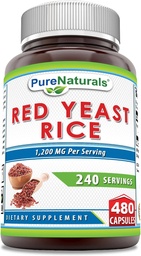 Pure Naturals Red Yeast Rice 1200 Mg per Serving, Capsules Supplement | Non-GMO | Gluten Free | Made in USA (480 Count)