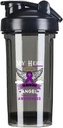 My Hero Is Now My Angel Pancreatic Cancer 18 Ounce Shaker Bottle Drink Mixer Leak-proof Pre Workout Protein Shakes Meal Replacement Shakes Bottles 500ML/18 Oz Black