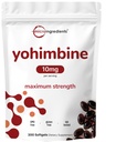 Double Strength Yohimbine Supplements for Men and Women, 10mg Per Serving, 300 Softgels, Yohimbine HCL with Virgin Sunflower Seed Oil for Better Absorption, Supports Energy Production, African Raw