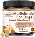 Dog Multivitamin with Minerals for Overall Health - Dog Vitamins and Supplements with Glucosamine, Probiotics for Puppy & Senior Dogs with Minerals - Omega 3 Fish Oil for Skin & Coat - 107 Chews