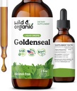 Wild & Organic Goldenseal Root Tincture - Lung Cleanse, Immune & Digestive Support - Liquid Goldenseal Supplement - Vegan, Sugar & Alcohol-Free Herb Drops - 2 fl oz