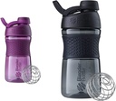BlenderBottle 20-Ounce Black and Plum Protein Shaker Bottles with BlenderBall Wire Whisk