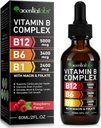 Vitamin B12 Liquid Drops - Organic Vitamin B12 Sublingual Drops - Organic Vitamin B-Complex B5 Pantothenic Acid - Vegan B12 Sublingual 5000 mcg with Vitamin B6, Liquid B12 Methylcobalamin Supports