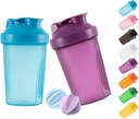 Shaker Bottle Protein Shakes and 16-Ounce/400ML Shaker-Bottle with Whisk Balls,Non-BPA plastic(Blue+Purple(2PCS))