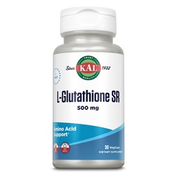 KAL L-Glutathione SR Reduced Glutathione Supplement, 30 Servings | High Absorption Antioxidant, Lab Verified, 30 VegCaps