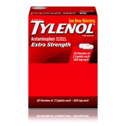 Tylenol Extra Strength Acetaminophen Caplets, 500 mg, Pain Relief & Fever Reducer for Headache, Backache, Toothache, Menstrual Cramps & Pain, Travel-Friendly Packaging, 2-Caplet Pouches, 50 Count