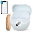 RIC Single Hearing Aid for Seniors ,CUSTOM FIT Digital Over-The-Counter Rechargeable Tinnitus Masking Premium Hearing Aid Solution for Adults,Nearly Invisible Bluetooth Call Enabled,Auto-On, 1pc Left Side
