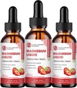 (3 Pack) Magnesium Glycinate Liquid Drops, High Absorption Magnesium Liquid with Bromelain, Vitamin B6 C D, Magnesium Supplement for Kids and Adults, Night & Muscle Support, Strawberry Flavor