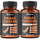 Zolotus Korean Red Panax Ginseng + Ginkgo Biloba, Ashwagandha, Beetroot, Green Tea - 120 Capsules (Pack of 2)