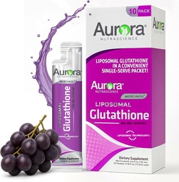 Aurora Nutrascience Micro-Liposomal Liquid Glutathione, Immune & Antioxidant Gut Health Support Supplement, 500 mg per Serving, Gluten Free, Non-GMO, Sugar-Free, 10 Single-Serve Packets