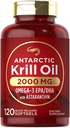 Carlyle Antarctic Krill Oil 2000mg | 120 Softgels | Omega-3 EPA, DHA, with Astaxanthin Supplement Sourced from Red Krill | Maximum Strength | Laboratory Tested