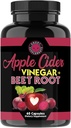 Angry Supplements Apple Cider Vinegar + Beet Root Powder Capsules, Pure ACV Beetroot 1000mg per Serving, Digestive Health for Men and Women (60ct, 1-Month Supply)