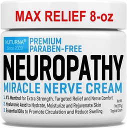 Neuropathy Nerve Relief Cream - Premium Nerve Cream 3X Action for Targeted Relief and Soothing Nerve Comfort - Maximum Strength with 4% Menthol, MSM for Feet Hands Legs Toes & Back - Super Large 8 Oz