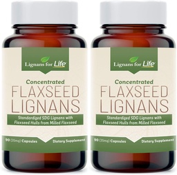 Lignans For Life Flaxseed Lignans for Dogs + SDG - Omega 3 Fatty Acids, High Fiber Antioxidants Helps Improve Shiny Coat, Digestive & Heart Health Lignans, 35mg, 90 Flaxseed Capsules, 2 Pack