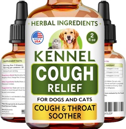 Kennel Cough Treatment Liquid - Cough Suppressant for Dogs & Cats - Throat Soother - Dry, Wet & Barky Pet Cough Relief for All Breeds - Collapse Trachea & Cat Asthma Support - Made in USA - 2 Fl Oz