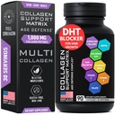 Age Defense Beauty Collagen Matrix - 2,000mg Multi Collagen Biotin Keratin Hyaluronic Acid Saw Palmetto Vitamin C Supplement Complex - DHT Blocker for Men & Women for Hair Growth - 90 Gluten-Free Caps