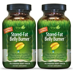 Irwin Naturals Stored-Fat Belly Burner - 72 Liquid Soft-Gels, Pack of 2 - Helps Support The Breakdown of Stored Fat - 48 Total Servings