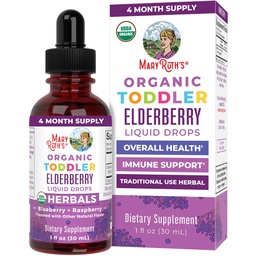 MARYRUTH'S Toddler Elderberry Syrup, USDA Organic Elderberry, Sugar Free Kids Immune Support Supplement for Ages 1-3 Years, Clean Label Project Verified®, Vegan, Non-GMO, Gluten Free, 1 Fl Oz