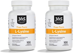 365 By Whole Foods Market, L Lysine 500 Mg Vegetable Capsules, 100 Count (Pack of 2)