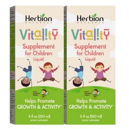 HERBION Naturals Vitality Supplement for Children, Promotes Growth and Appetite, Relieves Fatigue, Improves Mental & Physical Performance, for Kids 1 Year & Above, 5 Fl Oz (Pack of 2)