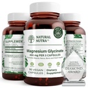 Natural Nutra Magnesium Glycinate 400 mg Supplement, Promotes Cardiovascular Health, Vegan, Helps Improve Bone Health, Soy Free, 90 Capsules