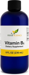 Liquid Vitamin B1 Drops - Daily Thiamine Supplement to Support Digestion, Nervous System, Heart Health, Stress Relief, Natural Energy Booster - 500% DV, 288 Servings per Bottle - 8 fl. oz