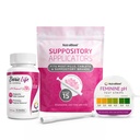 NutraBlast Boric Acid Suppositories 600mg (30 Count) Bundle with Disposable Suppository Applicators (15-Pack) and Feminine pH Test Strips 3.0-5.5 (100 Tests Roll)