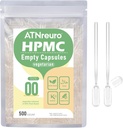 00 Empty Vegan Capsules with 2 Micro Spoons - 500 Count Empty Vegetarian Capsules - Empty Pill Capsules for Powders Supplements