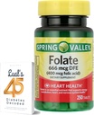LUAL Spring Valley Folate 666 mcg DFE (400 mg Folic Acid) 250 CountBundle 45 Diabetes Decoded, Folate Supplement for Women