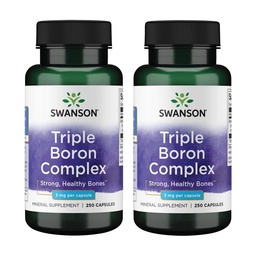 Swanson Triple Boron Complex Bone and Joint Health Mineral Supplement for Adults Over 50 Seeking Optimal Absorption - Citrate, Aspartate, Glycinate (250 Capsules, 2 Pack)