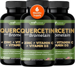 Gade Nutrition Quercetin with Vitamin C and Zinc - Quercetin 500mg - Quercetin with Bromelain - Zinc Quercetin - Quercetin Supplements + Vitamin D3 (Non-GMO, Gluten-Free, Vegan) - 6 Month Supply