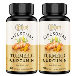 Liposomal Turmeric Curcumin Supplement - 2000mg, 95% Curcuminoid Extract with Piperine - 60 Softgels (2 Bottle)